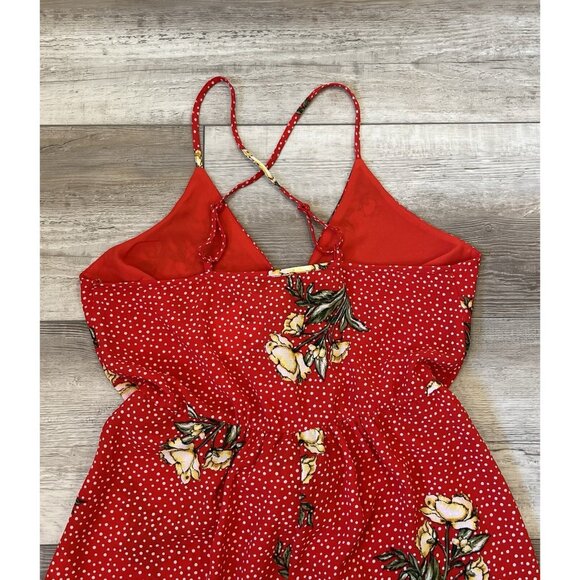 Socialite Wrap Jumpsuit w/ leg slits NWT Sz Large, Red White Polka Dot Floral - Picture 7 of 16